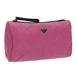 PRADA Pouch Nylon Pink Silver Auth 100970