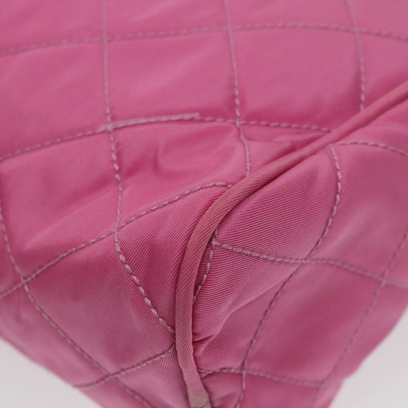 PRADA Pouch Nylon Pink Silver Auth 100970