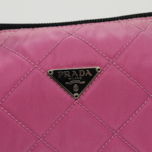 PRADA Pouch Nylon Pink Silver Auth 100970