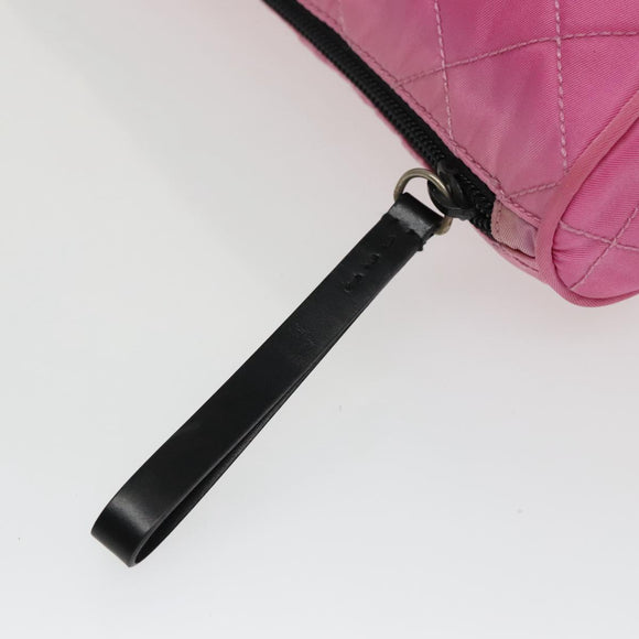 PRADA Pouch Nylon Pink Silver Auth 100970