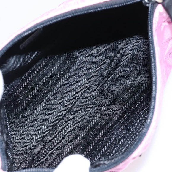 PRADA Pouch Nylon Pink Silver Auth 100970