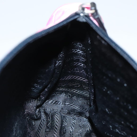 PRADA Pouch Nylon Pink Silver Auth 100970