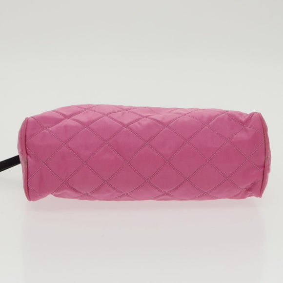 PRADA Pouch Nylon Pink Silver Auth 100970