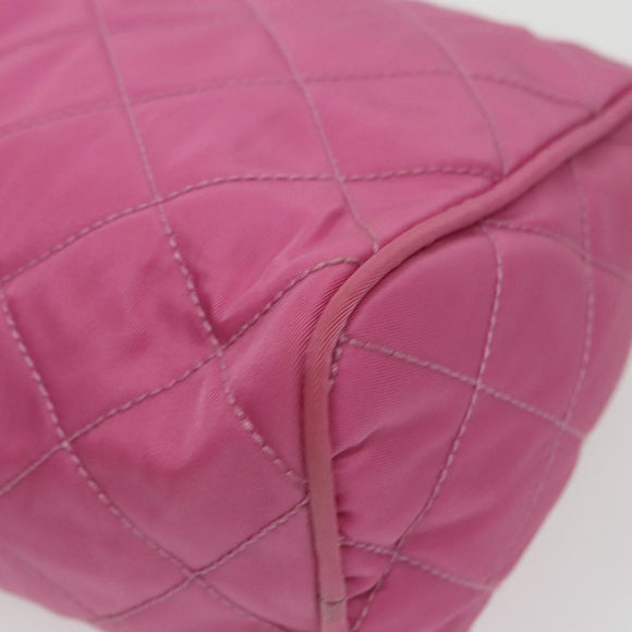 PRADA Pouch Nylon Pink Silver Auth 100970