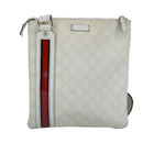 GUCCI GG Supreme Sherry Line Shoulder Bag PVC Pink White Red 153244 Auth 100980-13