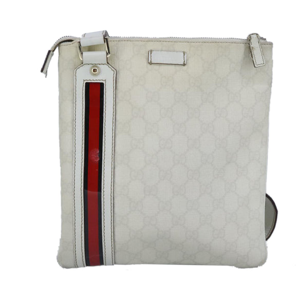 GUCCI GG Supreme Sherry Line Shoulder Bag PVC Pink White Red 153244 Auth 100980
