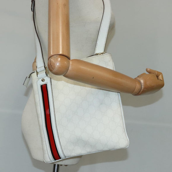 GUCCI GG Supreme Sherry Line Shoulder Bag PVC Pink White Red 153244 Auth 100980