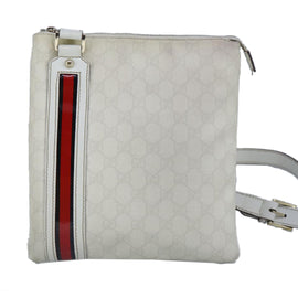 GUCCI GG Supreme Sherry Line Shoulder Bag PVC Pink White Red 153244 Auth 100980 - 0