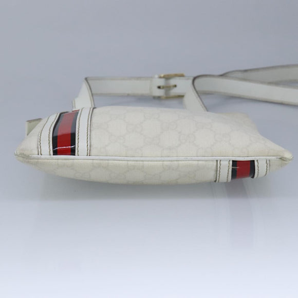 GUCCI GG Supreme Sherry Line Shoulder Bag PVC Pink White Red 153244 Auth 100980