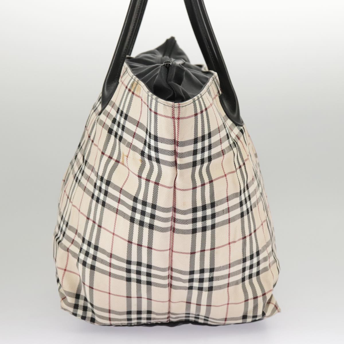 BURBERRY Nova Check Blue Label Tote Bag Nylon Beige Auth 101001