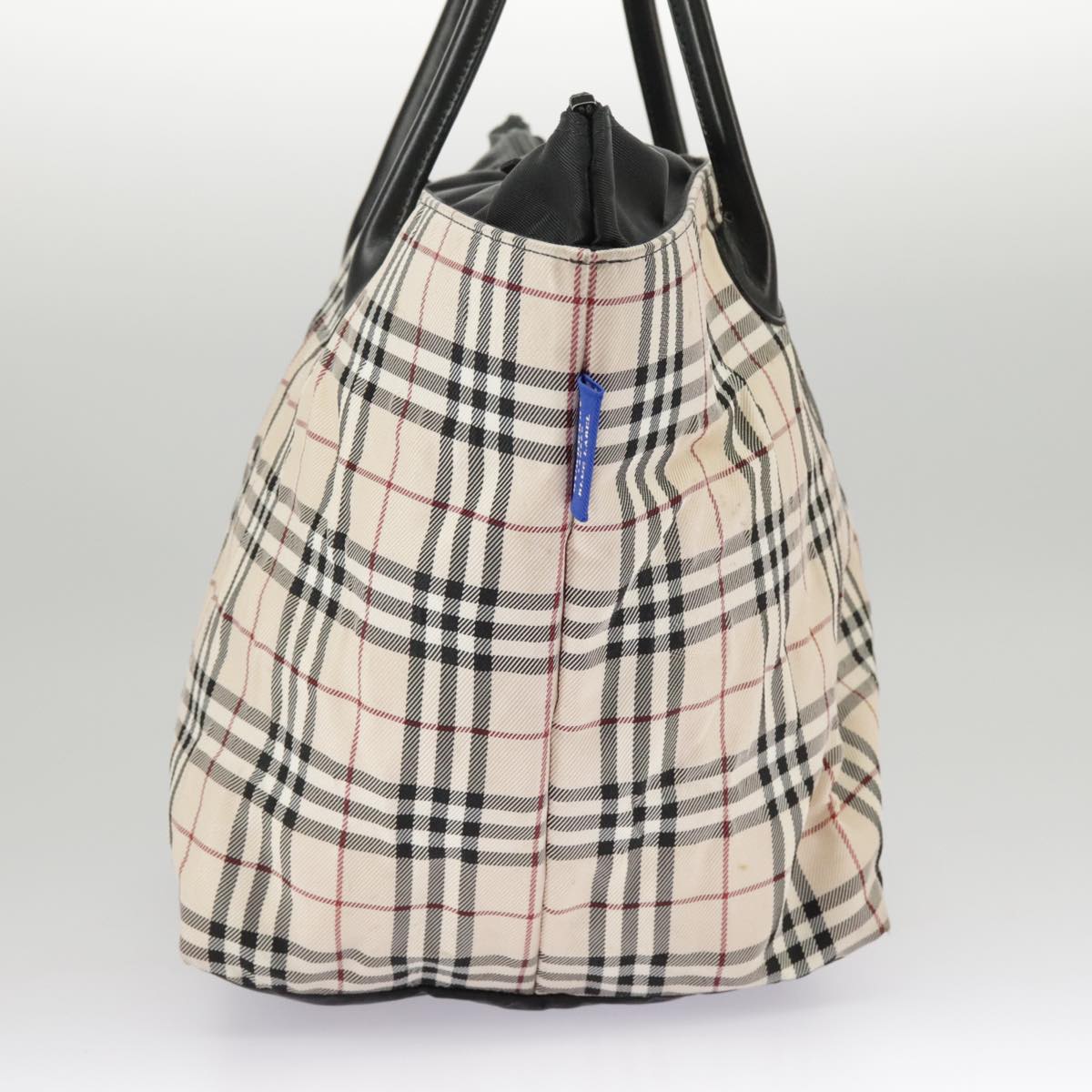 BURBERRY Nova Check Blue Label Tote Bag Nylon Beige Auth 101001