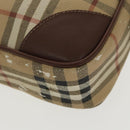 Burberrys Nova Check Hand Bag PVC Beige Gold Auth 101041-15