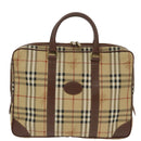 Burberrys Nova Check Hand Bag PVC Beige Gold Auth 101041-13