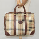 Burberrys Nova Check Hand Bag PVC Beige Gold Auth 101041-23