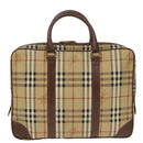 Burberrys Nova Check Hand Bag PVC Beige Gold Auth 101041-2