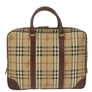 Burberrys Nova Check Hand Bag PVC Beige Gold Auth 101041 - 0