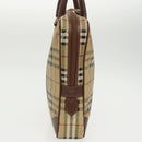 Burberrys Nova Check Hand Bag PVC Beige Gold Auth 101041-4