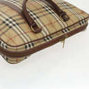 Burberrys Nova Check Hand Bag PVC Beige Gold Auth 101041-6