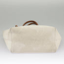 CELINE Horizontalkava Tote Bag Canvas 2way White Gold Auth 101048-5