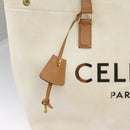 CELINE Horizontalkava Tote Bag Canvas 2way White Gold Auth 101048-20