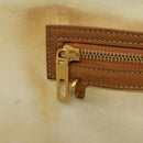 CELINE Horizontalkava Tote Bag Canvas 2way White Gold Auth 101048-23