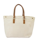 CELINE Horizontalkava Tote Bag Canvas 2way White Gold Auth 101048-2