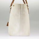 CELINE Horizontalkava Tote Bag Canvas 2way White Gold Auth 101048-3