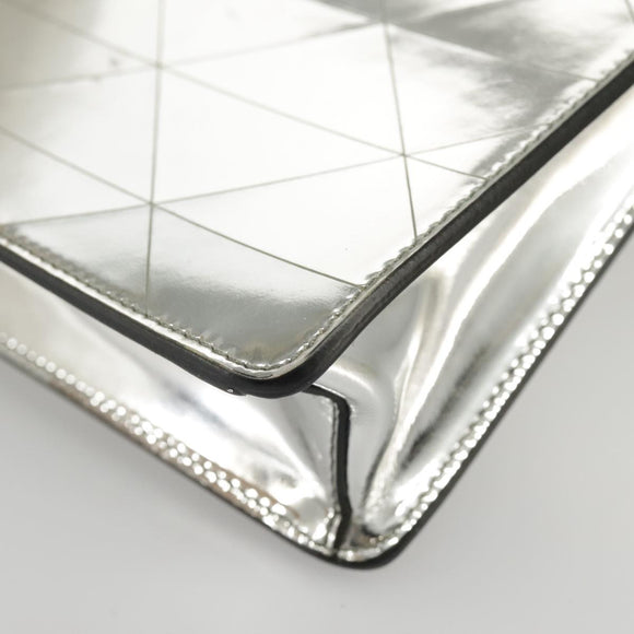 PRADA Accessory Pouch Metallic leather Silver Auth 101052SAM