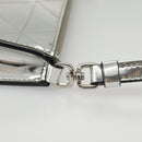 PRADA Accessory Pouch Metallic leather Silver Auth 101052SAM-18