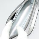 PRADA Accessory Pouch Metallic leather Silver Auth 101052SAM-10