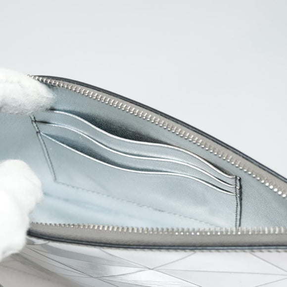 PRADA Accessory Pouch Metallic leather Silver Auth 101052SAM