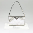 PRADA Accessory Pouch Metallic leather Silver Auth 101052AM-12