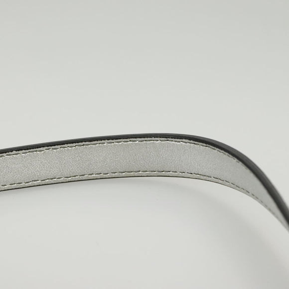 PRADA Accessory Pouch Metallic leather Silver Auth 101052AM