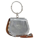 Chloe Nile Hand Bag Enamel Leather 2way Silver Brown Auth 101064-1