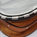 Chloe Nile Hand Bag Enamel Leather 2way Silver Brown Auth 101064-10