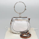 Chloe Nile Hand Bag Enamel Leather 2way Silver Brown Auth 101064-25