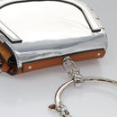 Chloe Nile Hand Bag Enamel Leather 2way Silver Brown Auth 101064-6