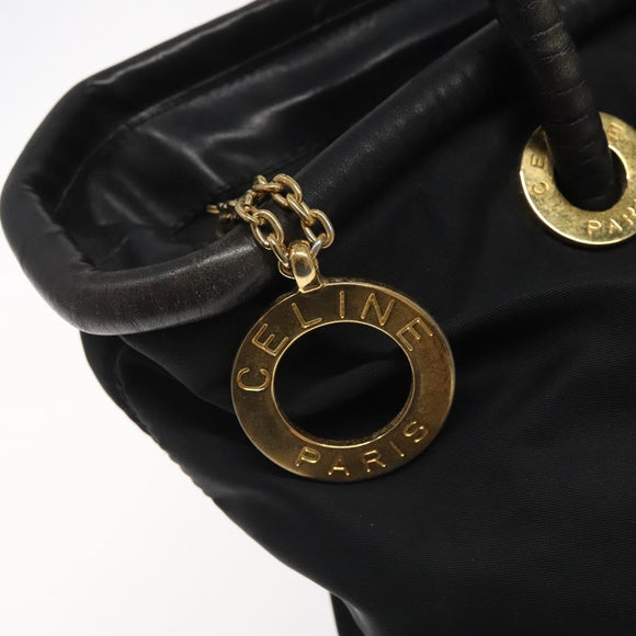 CELINE Shoulder Bag Nylon Black Auth 101065
