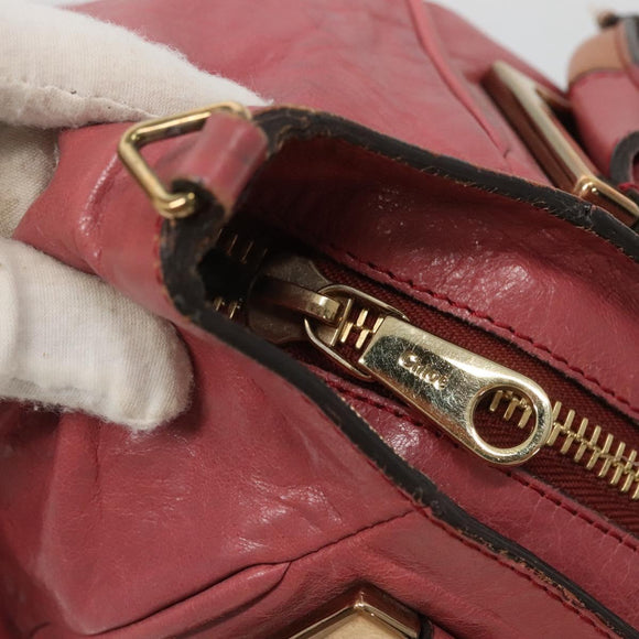 Chloe Etel Hand Bag Leather 2way Pink Gold Auth 101068