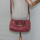 Chloe Etel Hand Bag Leather 2way Pink Gold Auth 101068-23