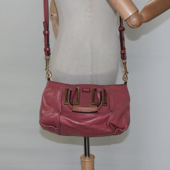 Chloe Etel Hand Bag Leather 2way Pink Gold Auth 101068