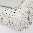 Salvatore Ferragamo Gancini Hand Bag Wicker White Auth 101078-14