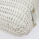 Salvatore Ferragamo Gancini Hand Bag Wicker White Auth 101078-16
