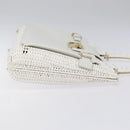 Salvatore Ferragamo Gancini Hand Bag Wicker White Auth 101078-3