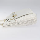 Salvatore Ferragamo Gancini Hand Bag Wicker White Auth 101078-4