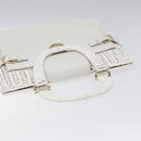 Salvatore Ferragamo Gancini Hand Bag Wicker White Auth 101078-6