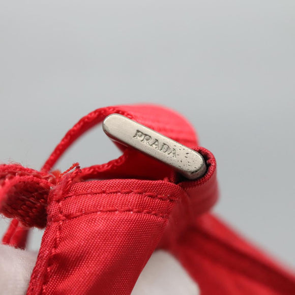 PRADA Shoulder Bag Nylon Red Silver Auth 101081