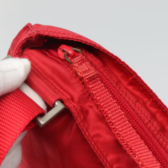 PRADA Shoulder Bag Nylon Red Silver Auth 101081