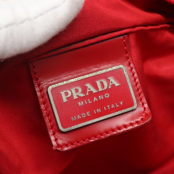 PRADA Shoulder Bag Nylon Red Silver Auth 101081