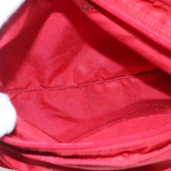 PRADA Shoulder Bag Nylon Red Silver Auth 101081